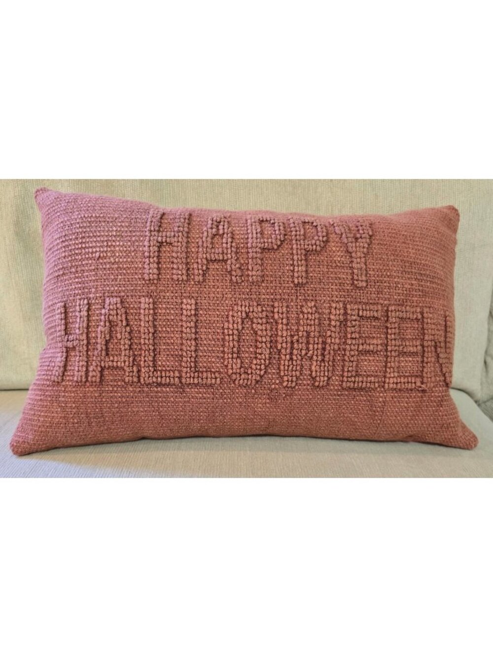 Happy Halloween Throw Pillow Primitives By Kathy Muted Orange 12" x 18"